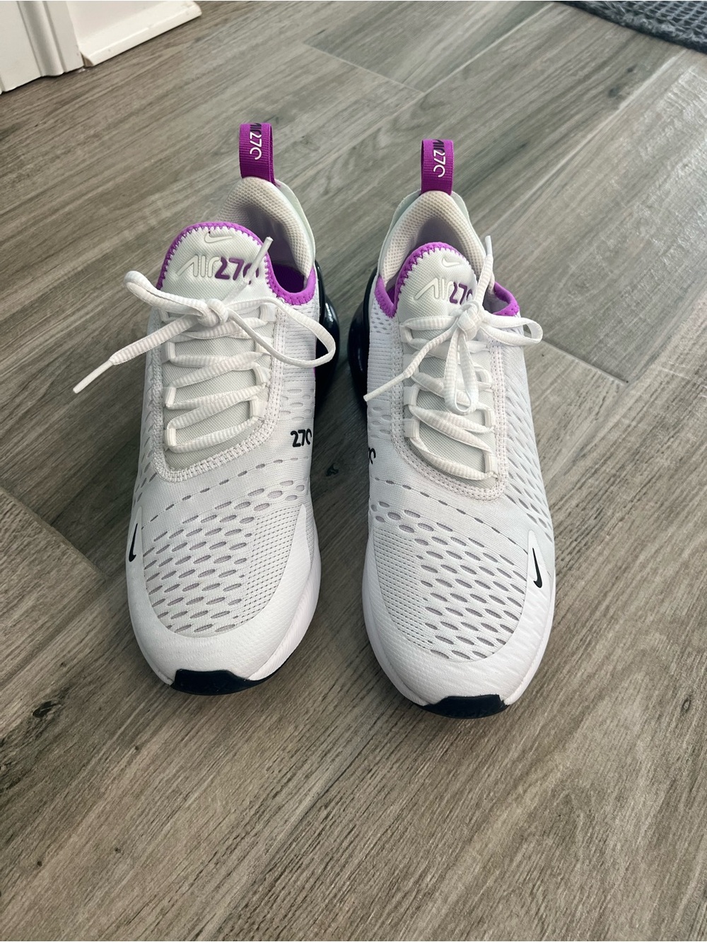 Nike Kids Air Max 270 White with Purple Accents Sneakers